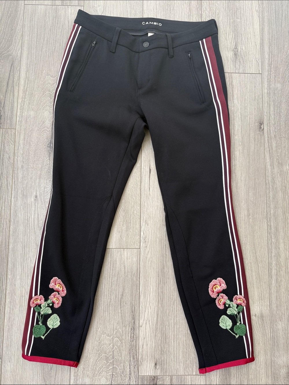 Cambio Striped Floral Trousers Size 40